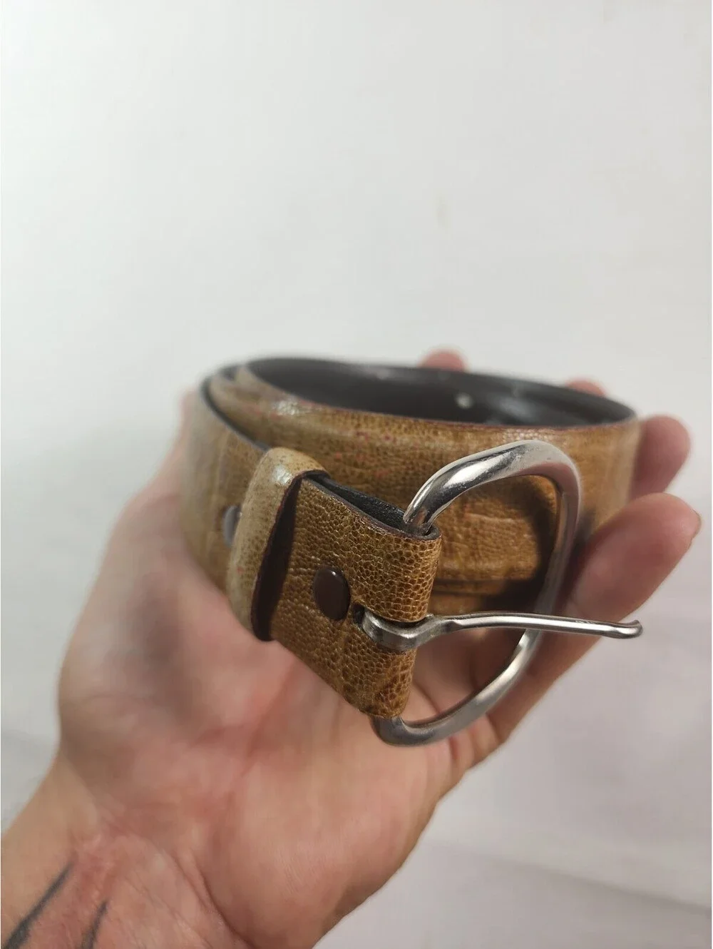 Tex Tail Elephant Grain Cowhide Belt Size 36